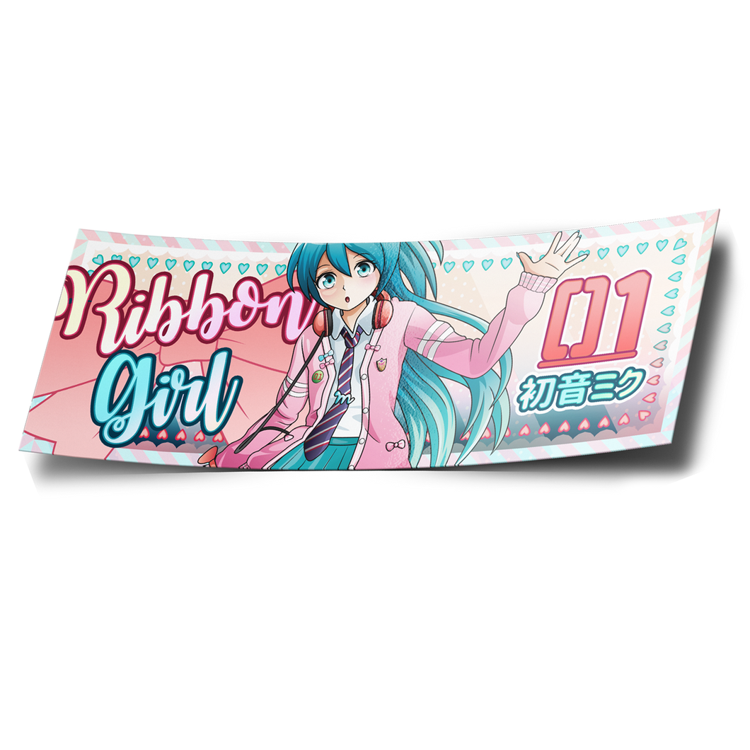 SPECIALTY FINISH: Ribbon Girl ミク Slap Sticker