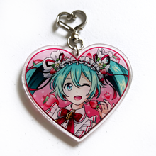 Load image into Gallery viewer, Strawberry ミク Acrylic Keychain
